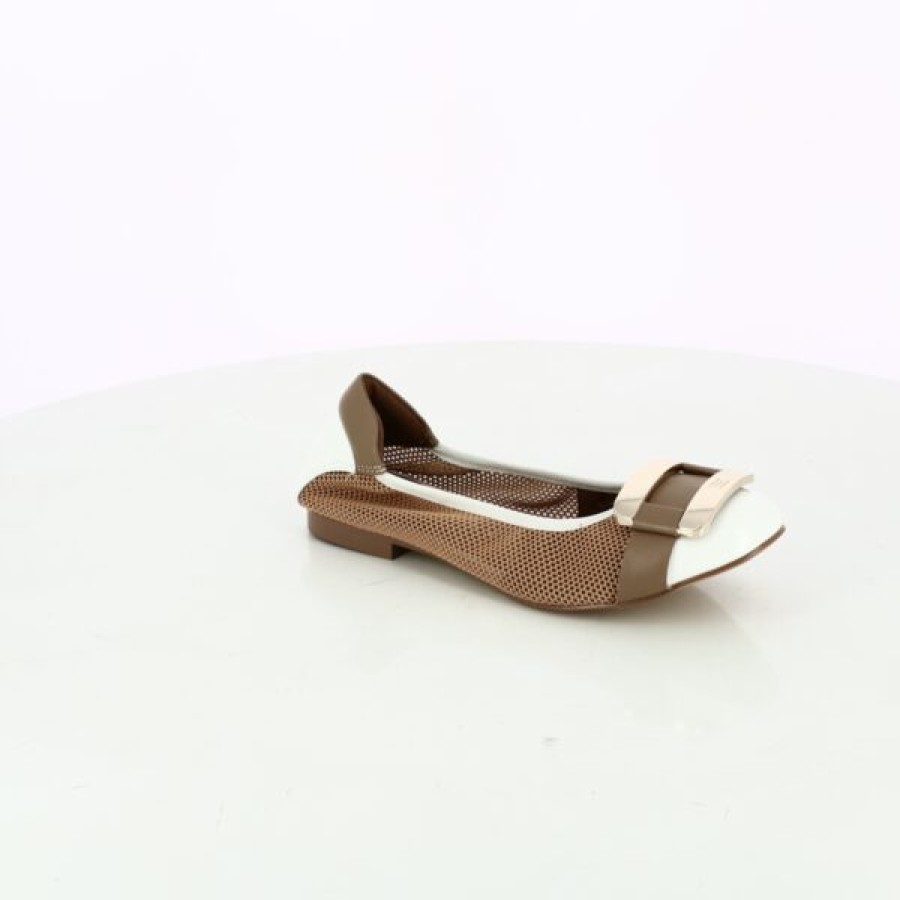 Kevin Ladies | Crinkles Ballerinas Cognac