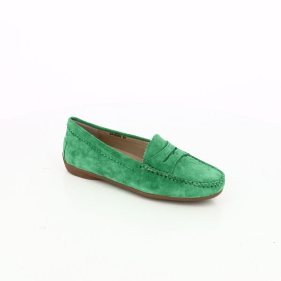 Kevin Ladies | By Lauro Slip-ons - Green Moccasins